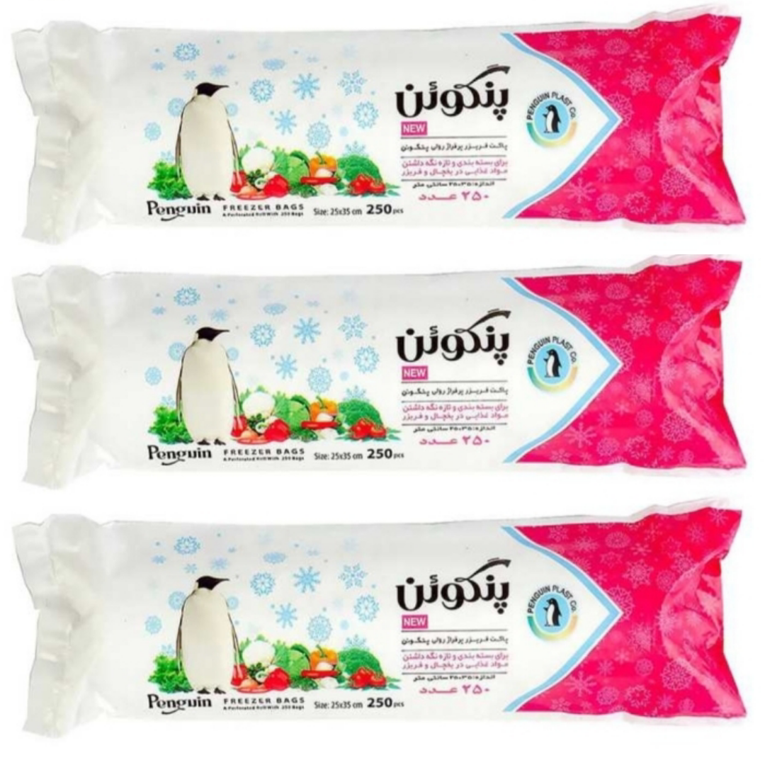 کیسه فریزر رولی پنگوئن ۲۵۰برگ بسته ۳ عددی
